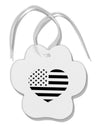 American Flag Heart Design - Stamp Style Paw Print Shaped Ornament by TooLoud-Ornament-TooLoud-White-Davson Sales