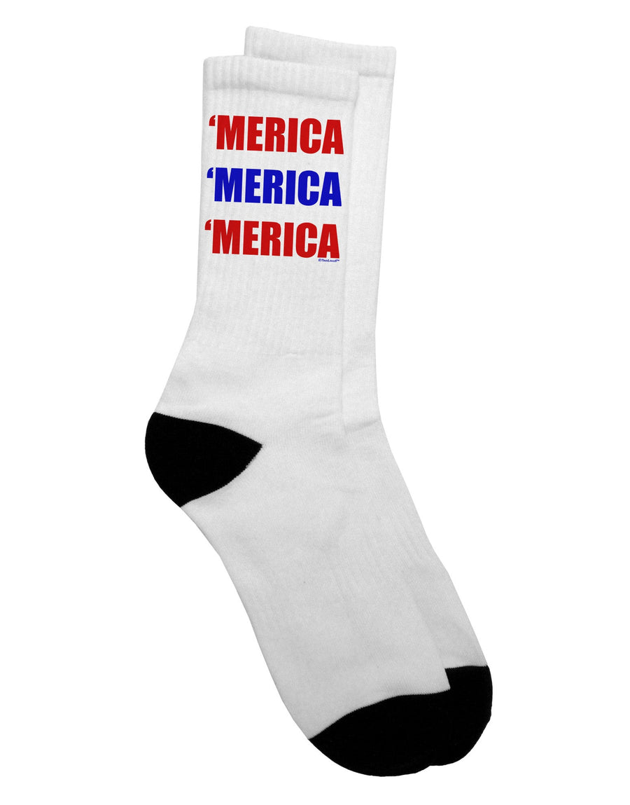 American Flag Inspired Red and Blue Adult Crew Socks - TooLoud-Socks-TooLoud-White-Ladies-4-6-Davson Sales