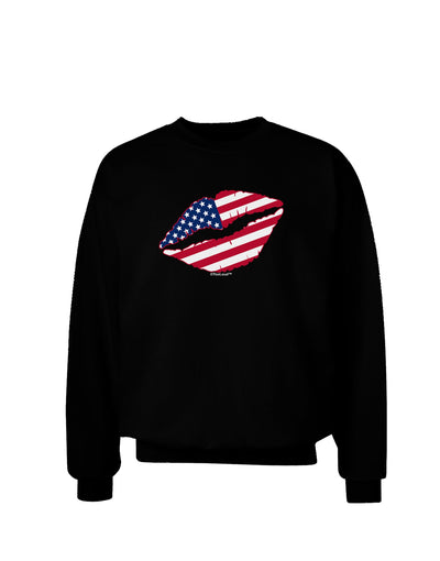 American Flag Lipstick Adult Dark Sweatshirt-Sweatshirts-TooLoud-Black-Small-Davson Sales