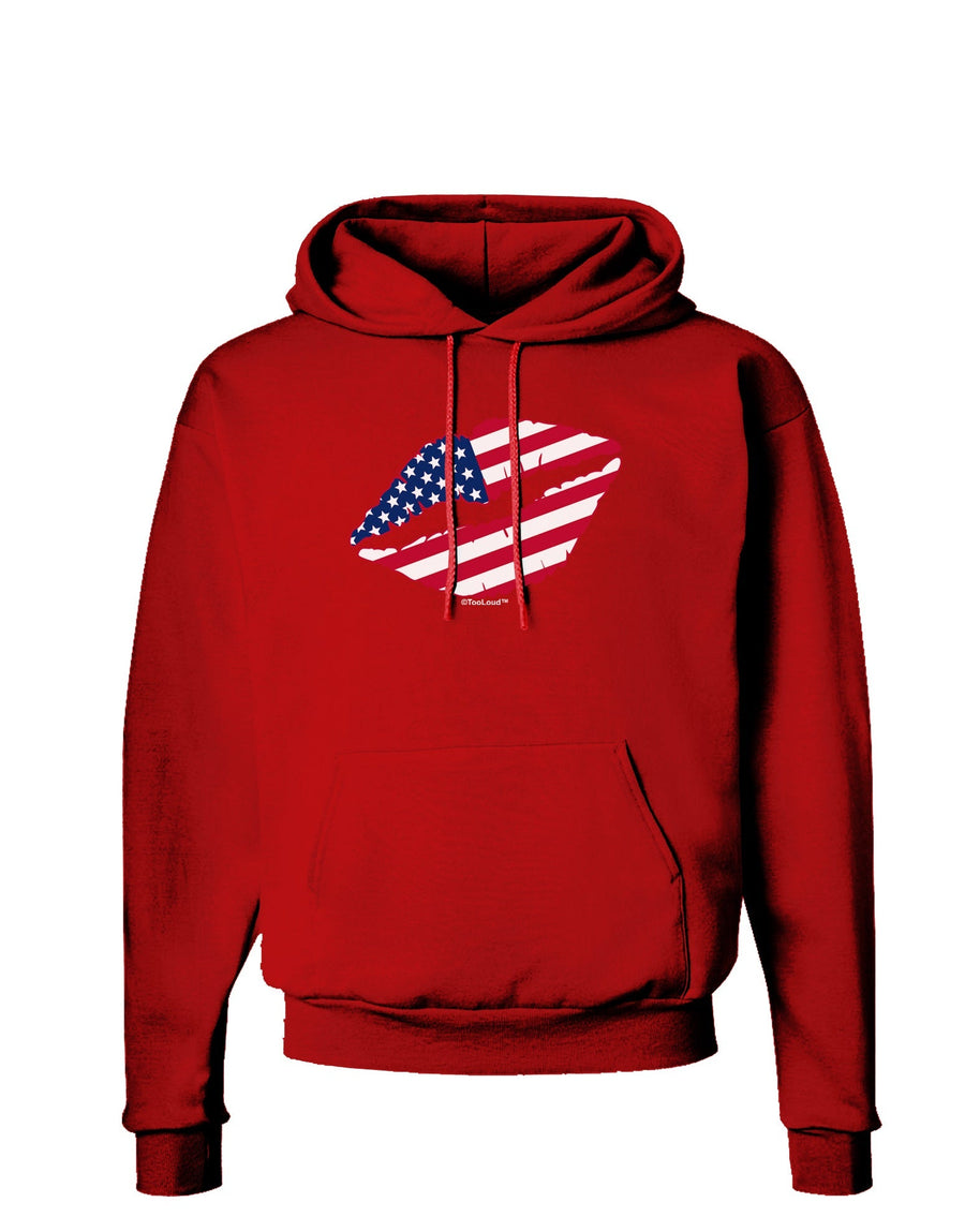 American Flag Lipstick Dark Hoodie Sweatshirt-Hoodie-TooLoud-Black-Small-Davson Sales