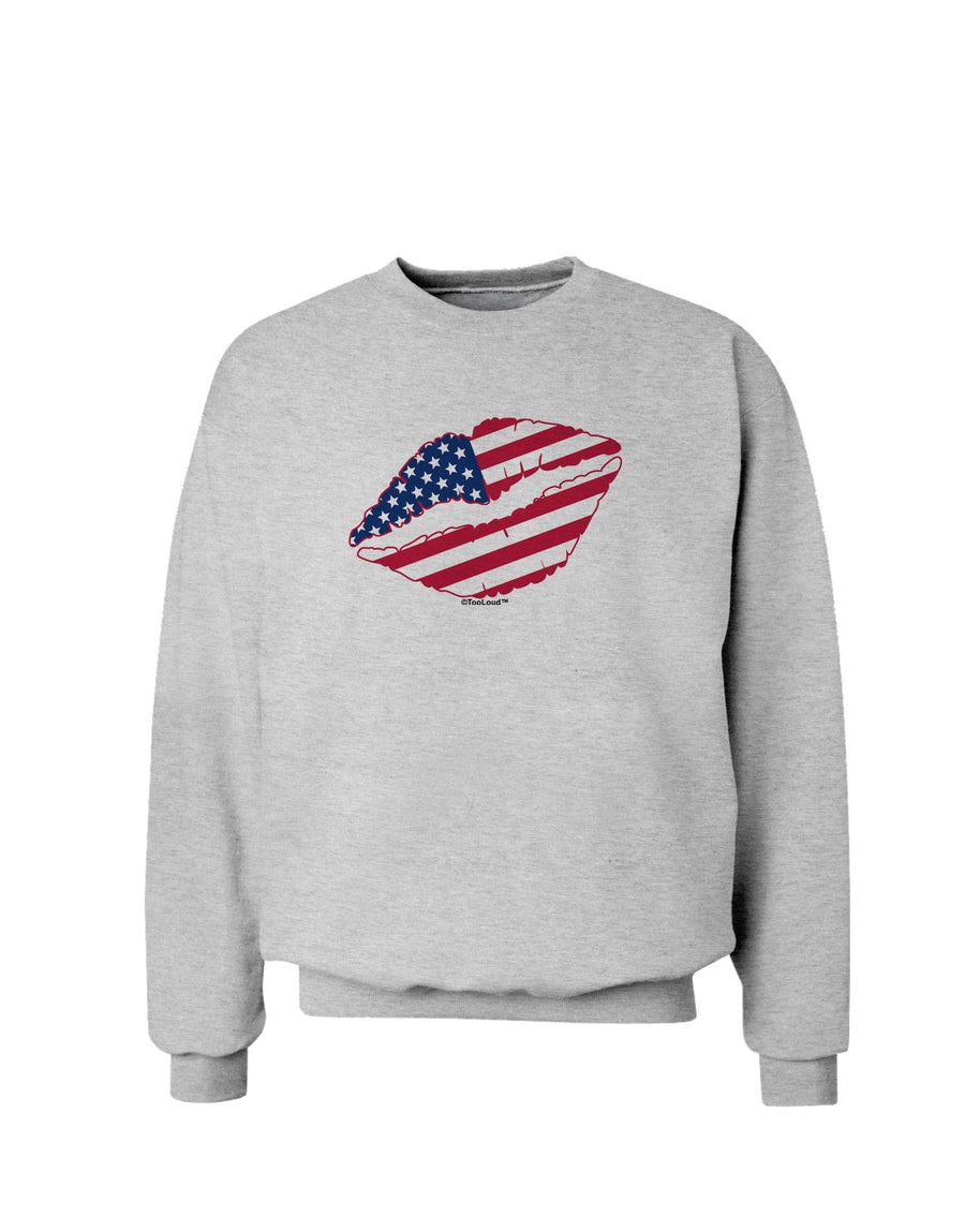 American Flag Lipstick Sweatshirt-Sweatshirts-TooLoud-White-Small-Davson Sales