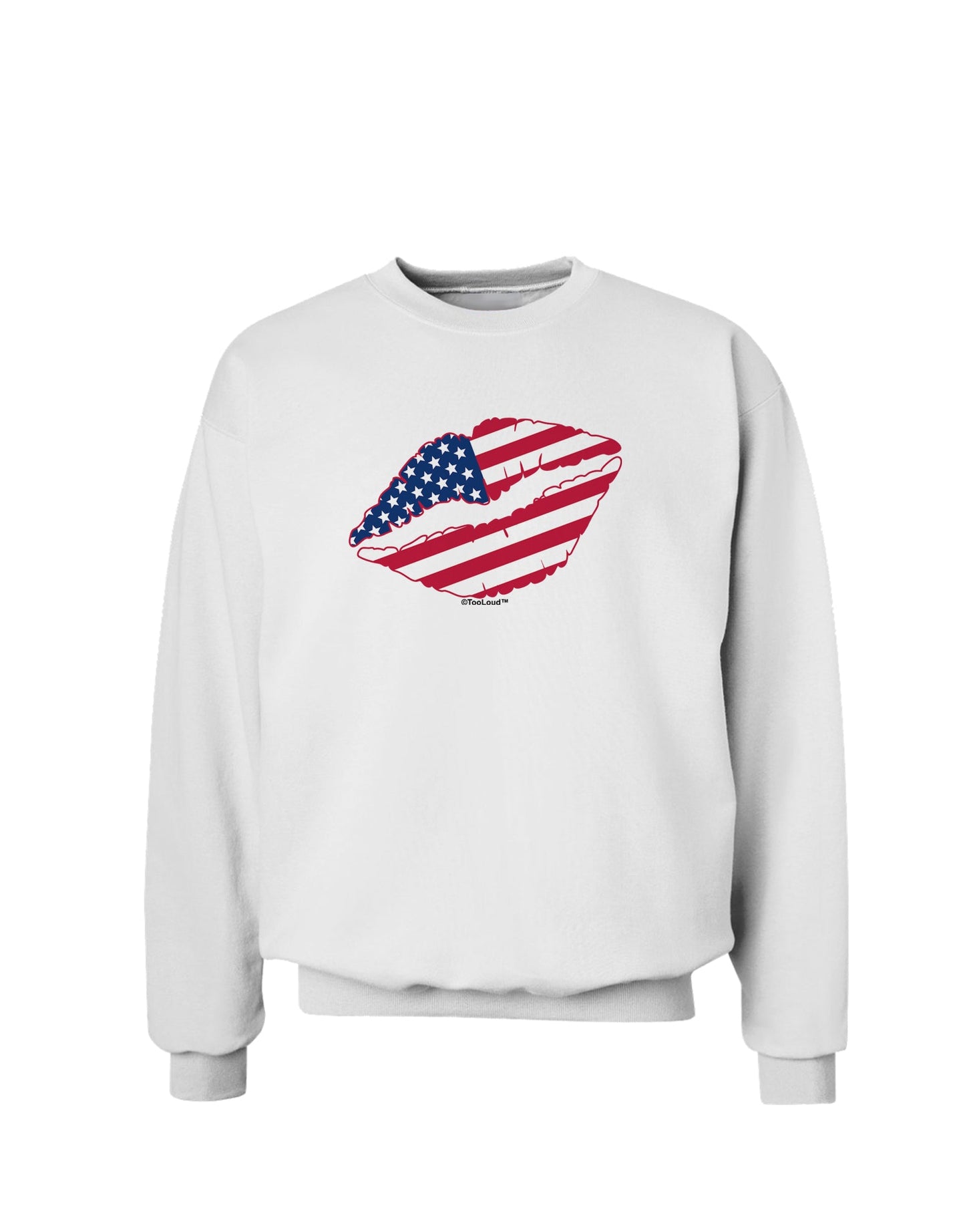 American Flag Lipstick Sweatshirt-Sweatshirts-TooLoud-White-Small-Davson Sales