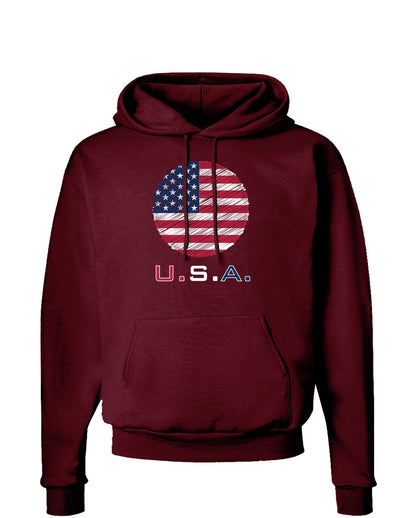 American Flag Scribble Dark Hoodie Sweatshirt-Hoodie-TooLoud-Maroon-Small-Davson Sales