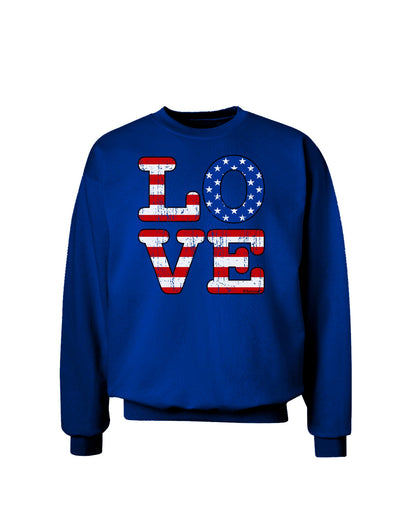 American Love Design - Distressed Adult Dark Sweatshirt by TooLoud-Sweatshirts-TooLoud-Deep-Royal-Blue-Small-Davson Sales