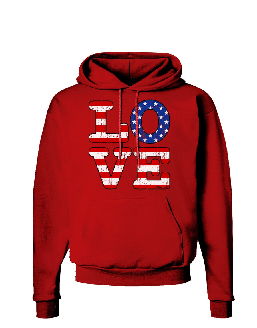 American Love Design - Distressed Dark Hoodie Sweatshirt by TooLoud-Hoodie-TooLoud-Black-Small-Davson Sales