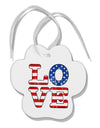 American Love Design - Distressed Paw Print Shaped Ornament by TooLoud-Ornament-TooLoud-White-Davson Sales