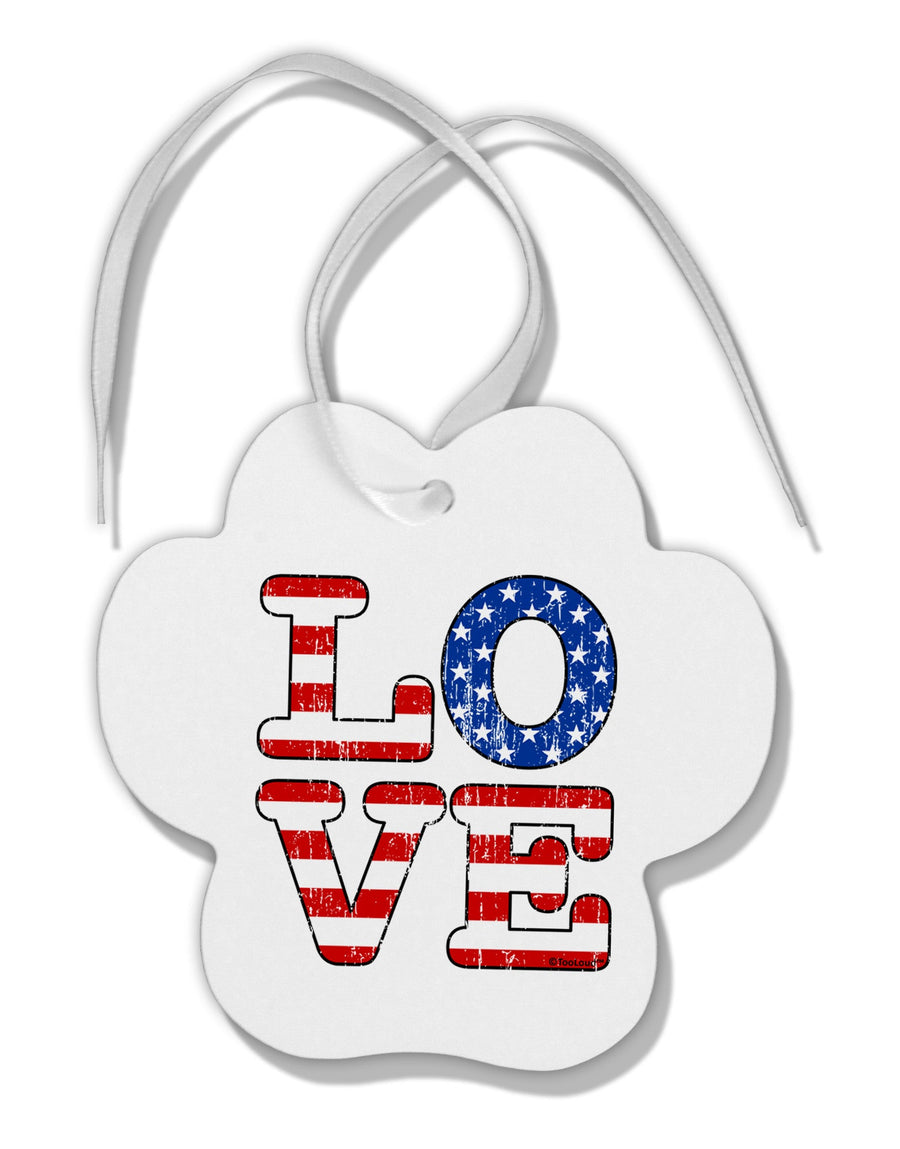 American Love Design - Distressed Paw Print Shaped Ornament by TooLoud-Ornament-TooLoud-White-Davson Sales