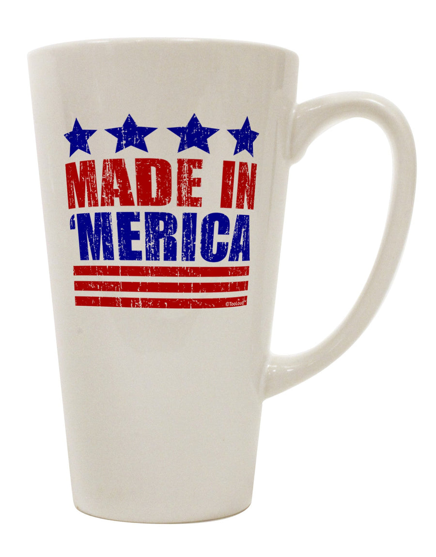 American-Made - Patriotic Stars and Stripes 16 oz Conical Latte Coffee Mug - TooLoud