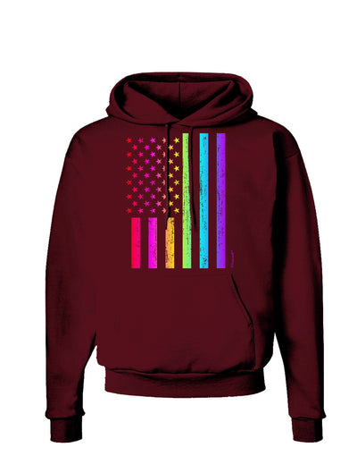 American Pride - Rainbow Flag Dark Hoodie Sweatshirt-Hoodie-TooLoud-Maroon-Small-Davson Sales