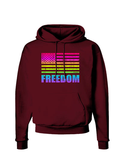 American Pride - Rainbow Flag - Freedom Dark Hoodie Sweatshirt-Hoodie-TooLoud-Maroon-Small-Davson Sales