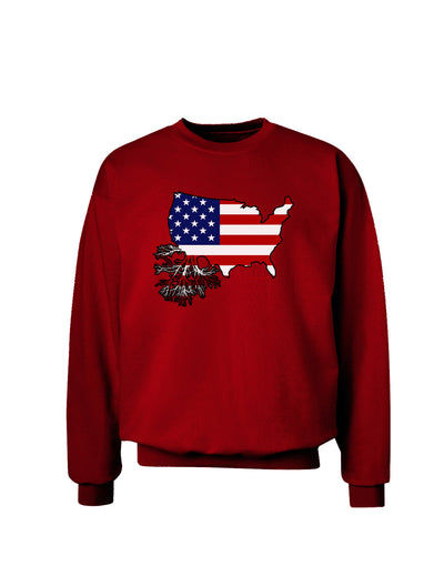 American Roots Design - American Flag Adult Dark Sweatshirt by TooLoud-Sweatshirts-TooLoud-Deep-Red-Small-Davson Sales