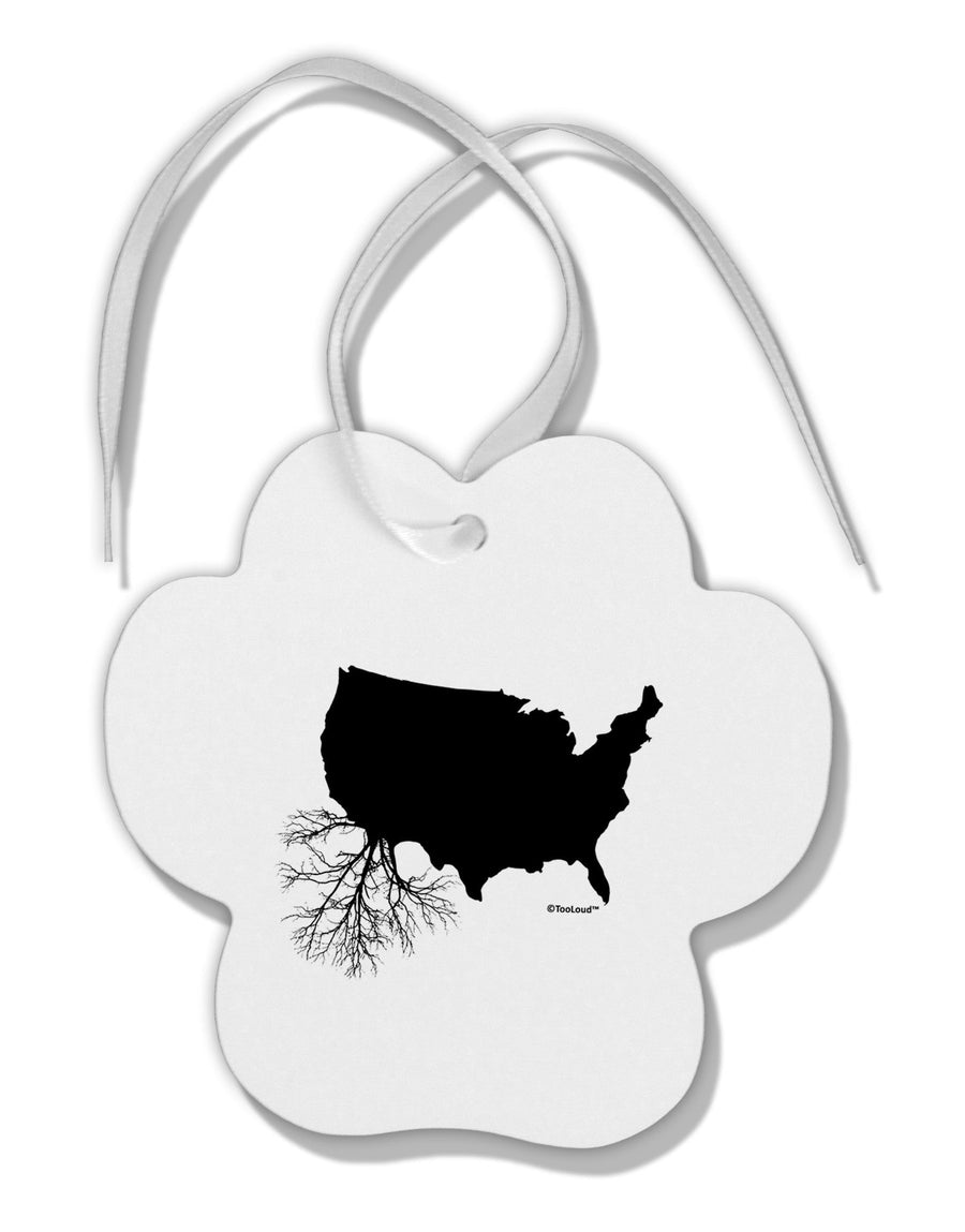 American Roots Design Paw Print Shaped Ornament by TooLoud-Ornament-TooLoud-White-Davson Sales