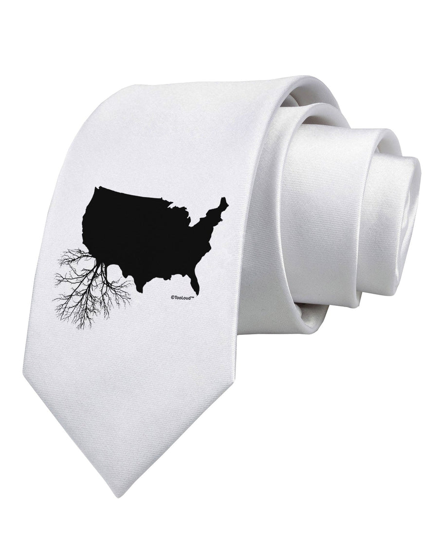 American Roots Design Printed White Necktie by TooLoud