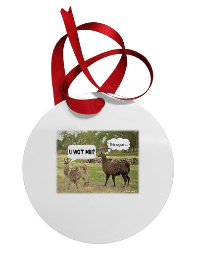 Angry Standing Llamas Circular Metal Ornament by TooLoud-Ornament-TooLoud-White-Davson Sales