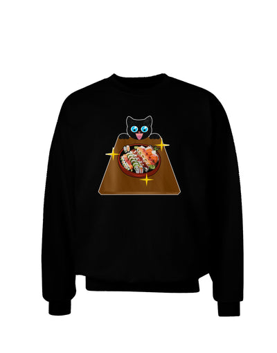 Anime Cat Loves Sushi Adult Dark Sweatshirt by TooLoud-Sweatshirts-TooLoud-Black-Small-Davson Sales