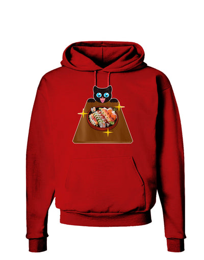 Anime Cat Loves Sushi Dark Hoodie Sweatshirt by TooLoud-Hoodie-TooLoud-Red-Small-Davson Sales