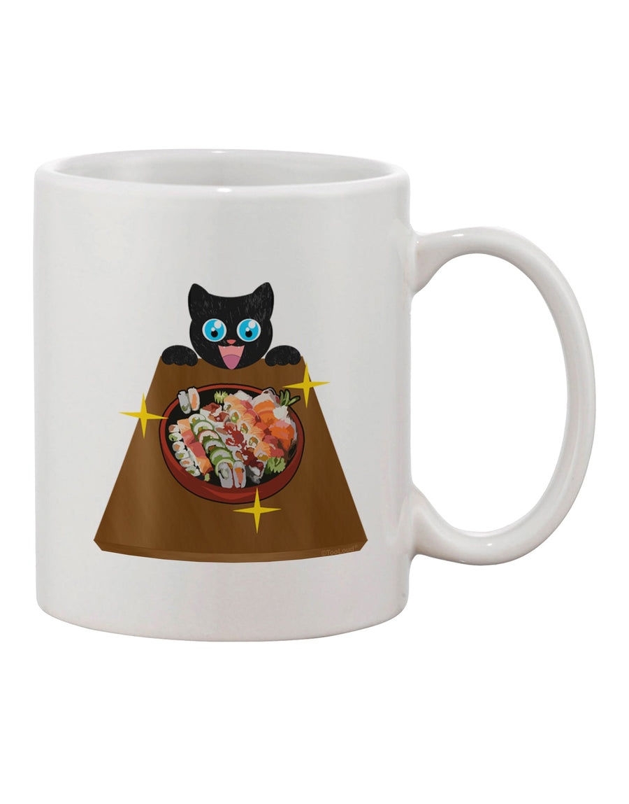 Anime Cat Loves Sushi - Exquisite 11 oz Coffee Mug by TooLoud-11 OZ Coffee Mug-TooLoud-White-Davson Sales