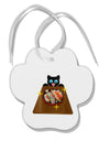 Anime Cat Loves Sushi Paw Print Shaped Ornament by TooLoud-Ornament-TooLoud-White-Davson Sales