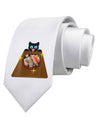 Anime Cat Loves Sushi Printed White Necktie by TooLoud