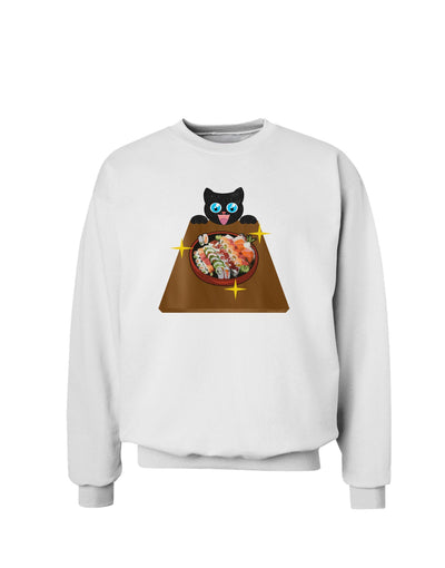 Anime Cat Loves Sushi Sweatshirt by TooLoud-Sweatshirts-TooLoud-White-Small-Davson Sales