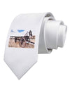 Antique Vehicle Printed White Necktie