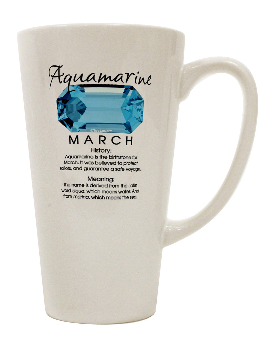 Aquamarine Birthstone Conical Latte Coffee Mug - Expertly Crafted by TooLoud-Conical Latte Mug-TooLoud-White-Davson Sales