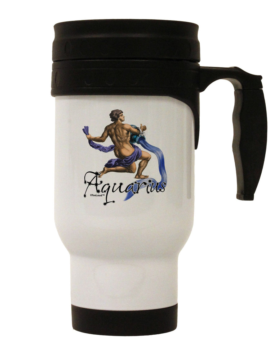 Aquarius Color Illustration Stainless Steel 14oz Travel Mug-Travel Mugs-TooLoud-White-Davson Sales