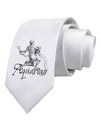 Aquarius Illustration Printed White Necktie