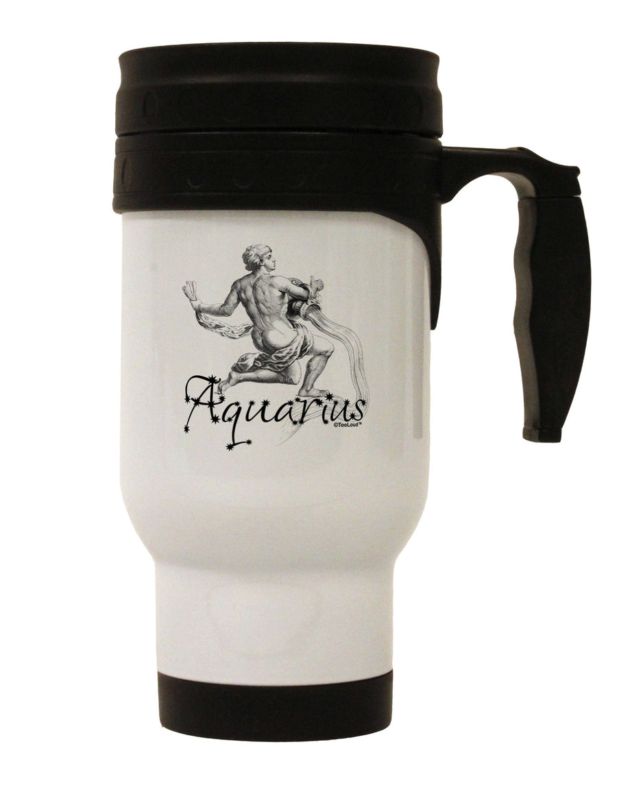 Aquarius Illustration Stainless Steel 14oz Travel Mug-Travel Mugs-TooLoud-White-Davson Sales