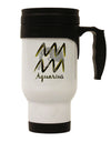 Aquarius Symbol Stainless Steel 14oz Travel Mug-Travel Mugs-TooLoud-White-Davson Sales