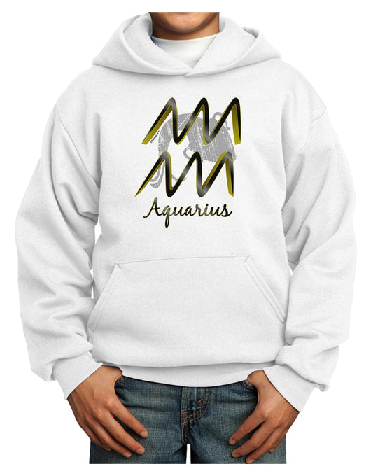 Aquarius Symbol Youth Hoodie Pullover Sweatshirt-Youth Hoodie-TooLoud-White-XS-Davson Sales