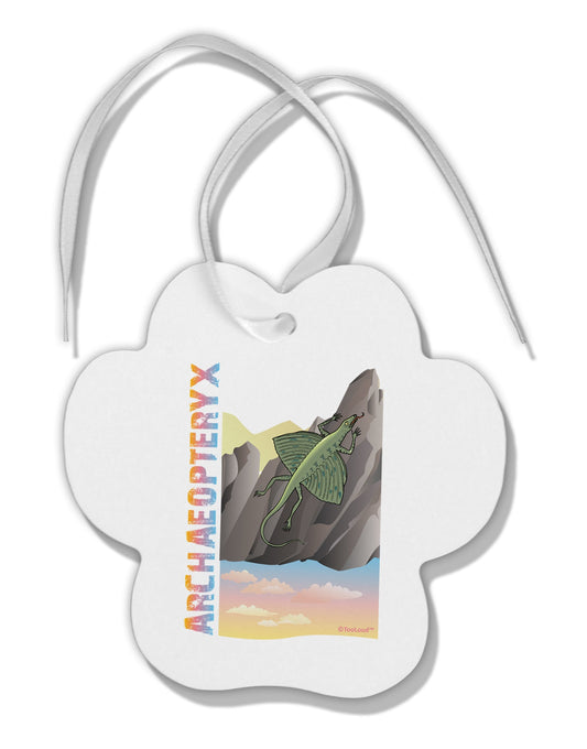 Archaopteryx - With Name Paw Print Shaped Ornament by TooLoud-Ornament-TooLoud-White-Davson Sales
