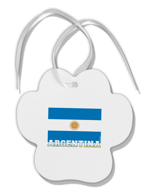Argentina Flag Paw Print Shaped Ornament-Ornament-TooLoud-White-Davson Sales