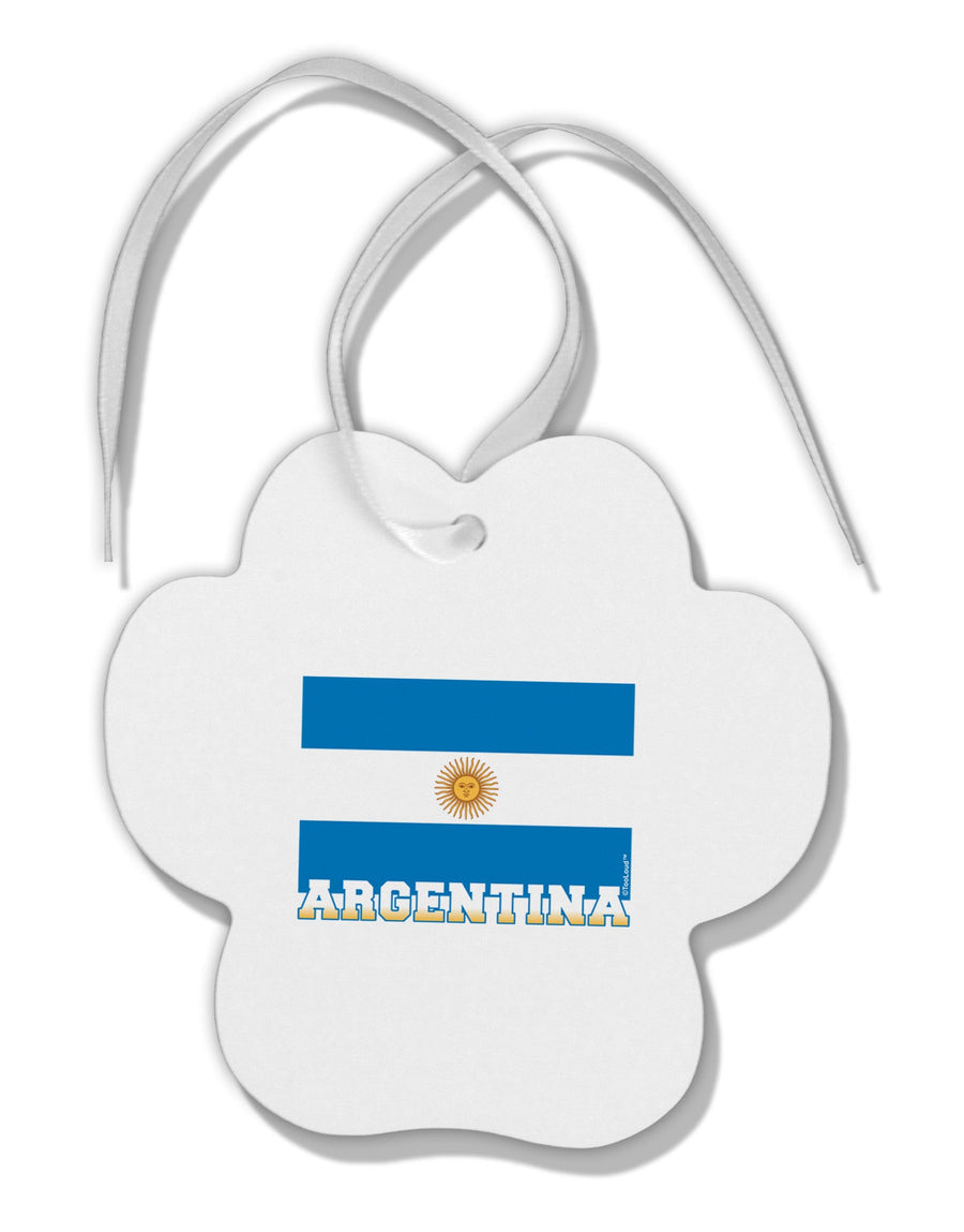 Argentina Flag Paw Print Shaped Ornament-Ornament-TooLoud-White-Davson Sales
