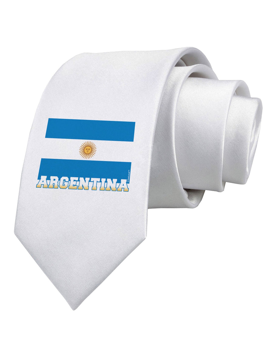 Argentina Flag Printed White Necktie