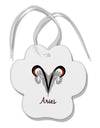 Aries Symbol Paw Print Shaped Ornament-Ornament-TooLoud-White-Davson Sales