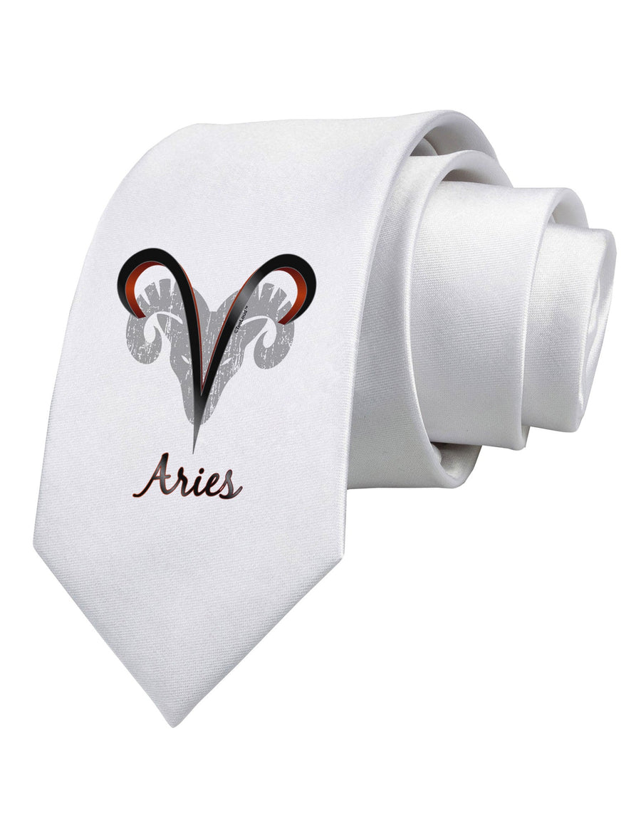 Aries Symbol Printed White Necktie