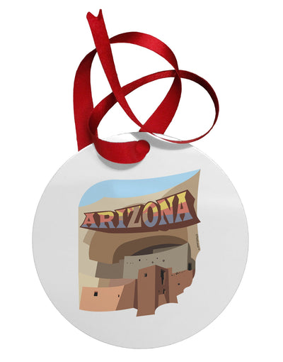 Arizona Montezuma Castle Circular Metal Ornament-Ornament-TooLoud-White-Davson Sales