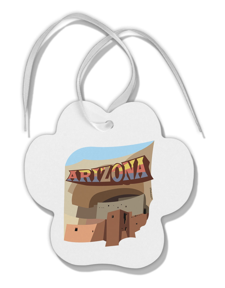 Arizona Montezuma Castle Paw Print Shaped Ornament-Ornament-TooLoud-White-Davson Sales