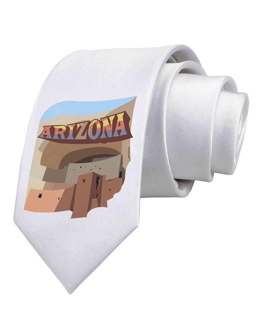 Arizona Montezuma Castle Printed White Necktie