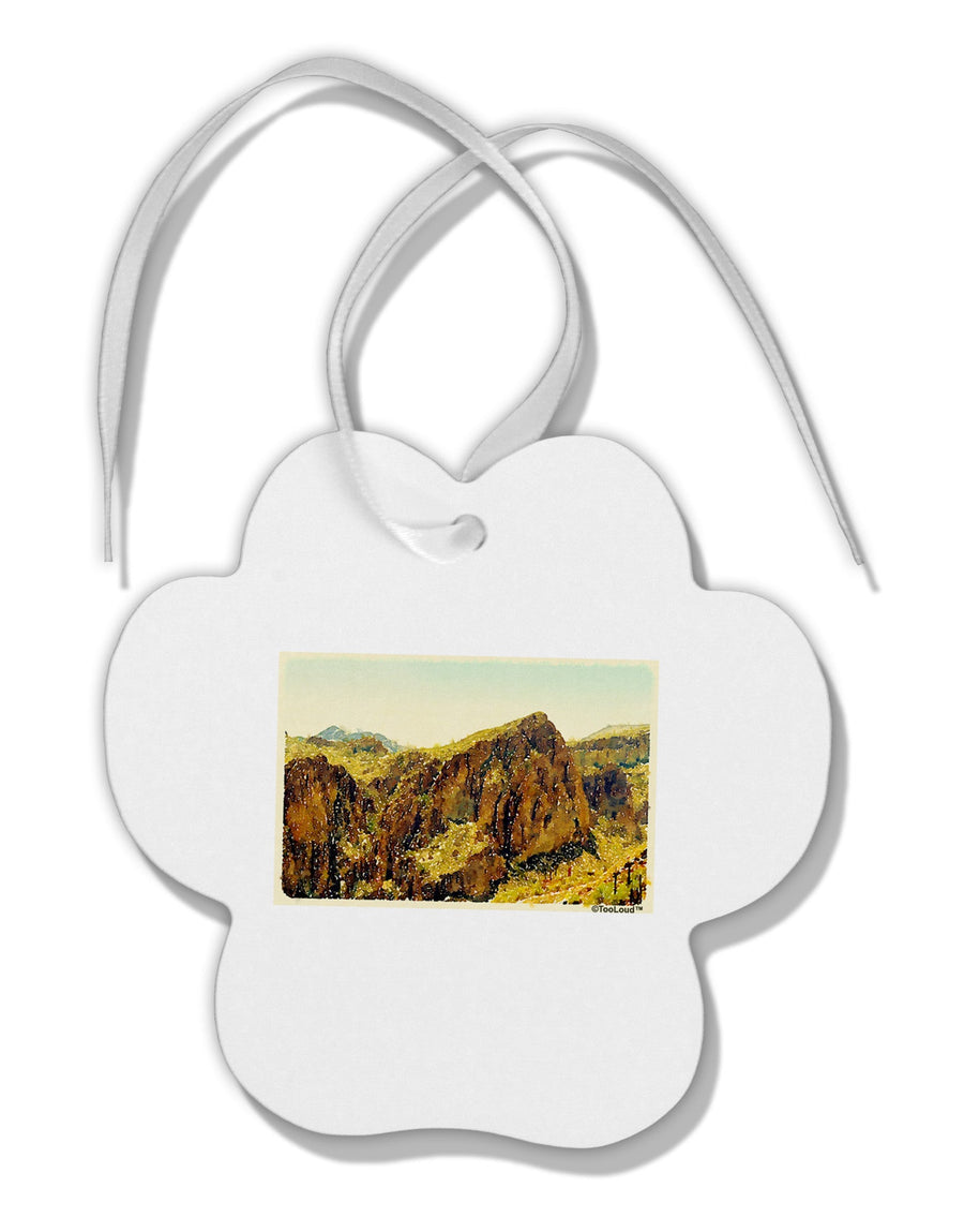 Arizona Mountains Watercolor Paw Print Shaped Ornament-Ornament-TooLoud-White-Davson Sales