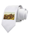 Arizona Mountains Watercolor Printed White Necktie