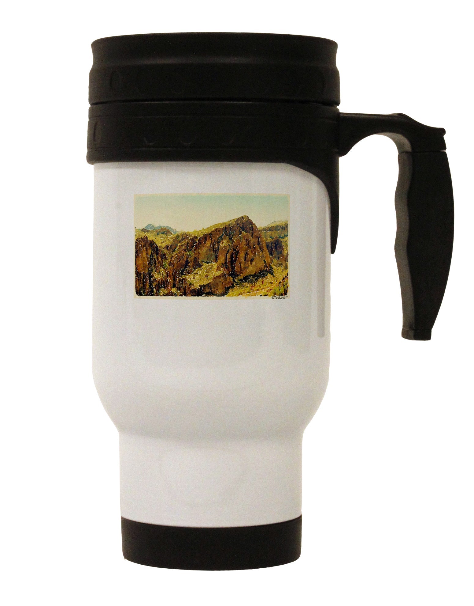 Arizona Mountains Watercolor Stainless Steel 14oz Travel Mug-Travel Mugs-TooLoud-White-Davson Sales