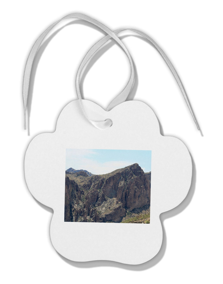 Arizona Saguaro Lake Mountains Paw Print Shaped Ornament-Ornament-TooLoud-White-Davson Sales