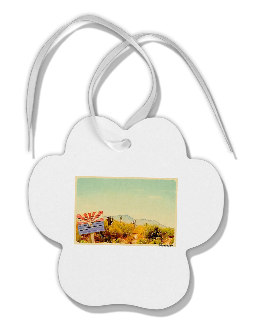 Arizona Scene Watercolor Paw Print Shaped Ornament-Ornament-TooLoud-White-Davson Sales