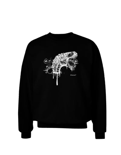 Artistic Ink Style Dinosaur Head Design Adult Dark Sweatshirt by TooLoud-Sweatshirts-TooLoud-Black-Small-Davson Sales