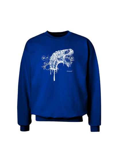 Artistic Ink Style Dinosaur Head Design Adult Dark Sweatshirt by TooLoud-Sweatshirts-TooLoud-Deep-Royal-Blue-Small-Davson Sales