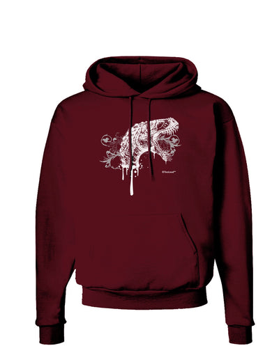 Artistic Ink Style Dinosaur Head Design Dark Hoodie Sweatshirt by TooLoud-Hoodie-TooLoud-Maroon-Small-Davson Sales