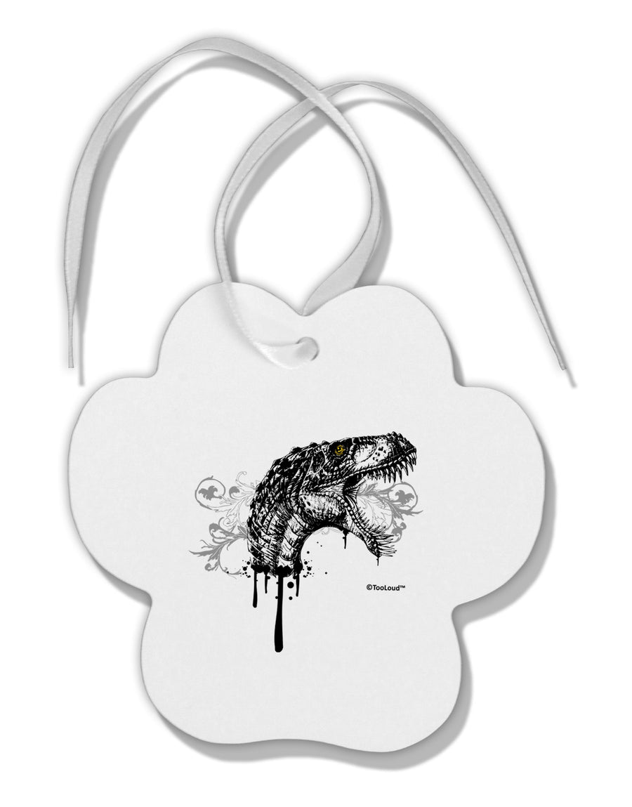 Artistic Ink Style Dinosaur Head Design Paw Print Shaped Ornament by TooLoud-Ornament-TooLoud-White-Davson Sales