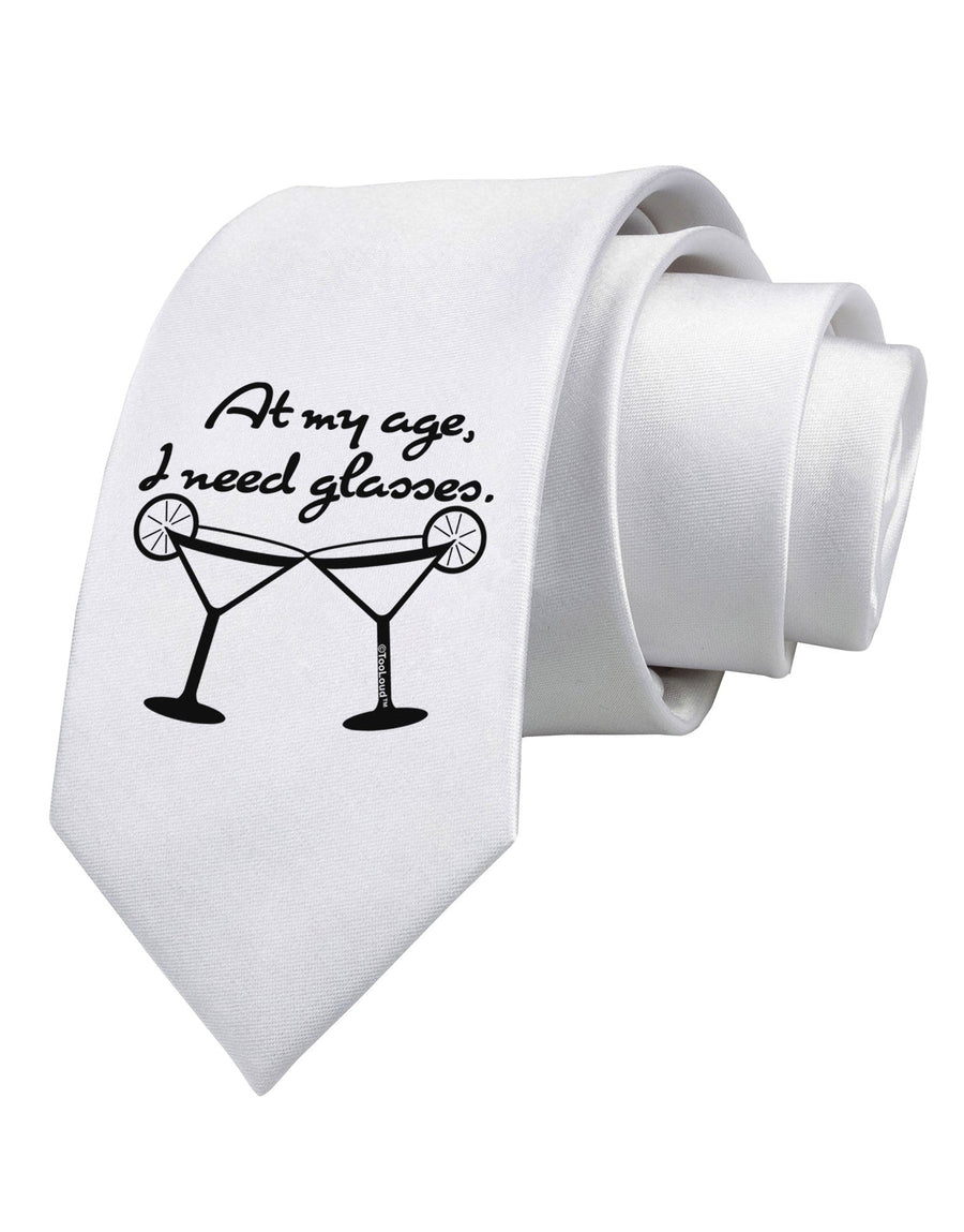 At My Age I Need Glasses - Margarita Printed White Necktie by TooLoud